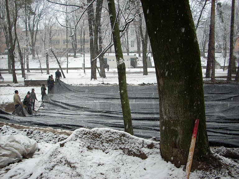 Winter Teichbau